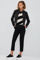 Darling Kadın Siyah Spor Kısa Deri Mont | Derimod Darling Kadın Siyah Spor Kısa Deri Mont | Derimod