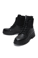 Women's Black Thick Soled Leather Boots | Derimod Women's Black Thick Soled Leather Boots | Derimod