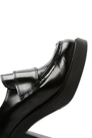 Kadın Siyah Rugan Deri Topuklu Loafer | Derimod Kadın Siyah Rugan Deri Topuklu Loafer | Derimod