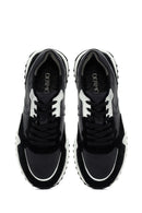 Kadın Siyah Bağcıklı Kalın Tabanlı Deri Sneaker | Derimod Kadın Siyah Bağcıklı Kalın Tabanlı Deri Sneaker | Derimod