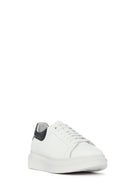 Women's White Lace-up Thick-Sole Leather Sneaker | Derimod Women's White Lace-up Thick-Sole Leather Sneaker | Derimod