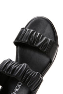 Kadın Siyah Deri Comfort Sandalet | Derimod Kadın Siyah Deri Comfort Sandalet | Derimod