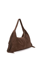 Woman Mink Tassel Suede Shoulder Bag | Derimod Woman Mink Tassel Suede Shoulder Bag | Derimod