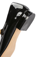 Kadın Siyah Bantlı Rugan Deri Babet | Derimod Kadın Siyah Bantlı Rugan Deri Babet | Derimod