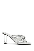 Women's Silver Transparent Thick Heeled Metallic Slippers | Derimod Women's Silver Transparent Thick Heeled Metallic Slippers | Derimod
