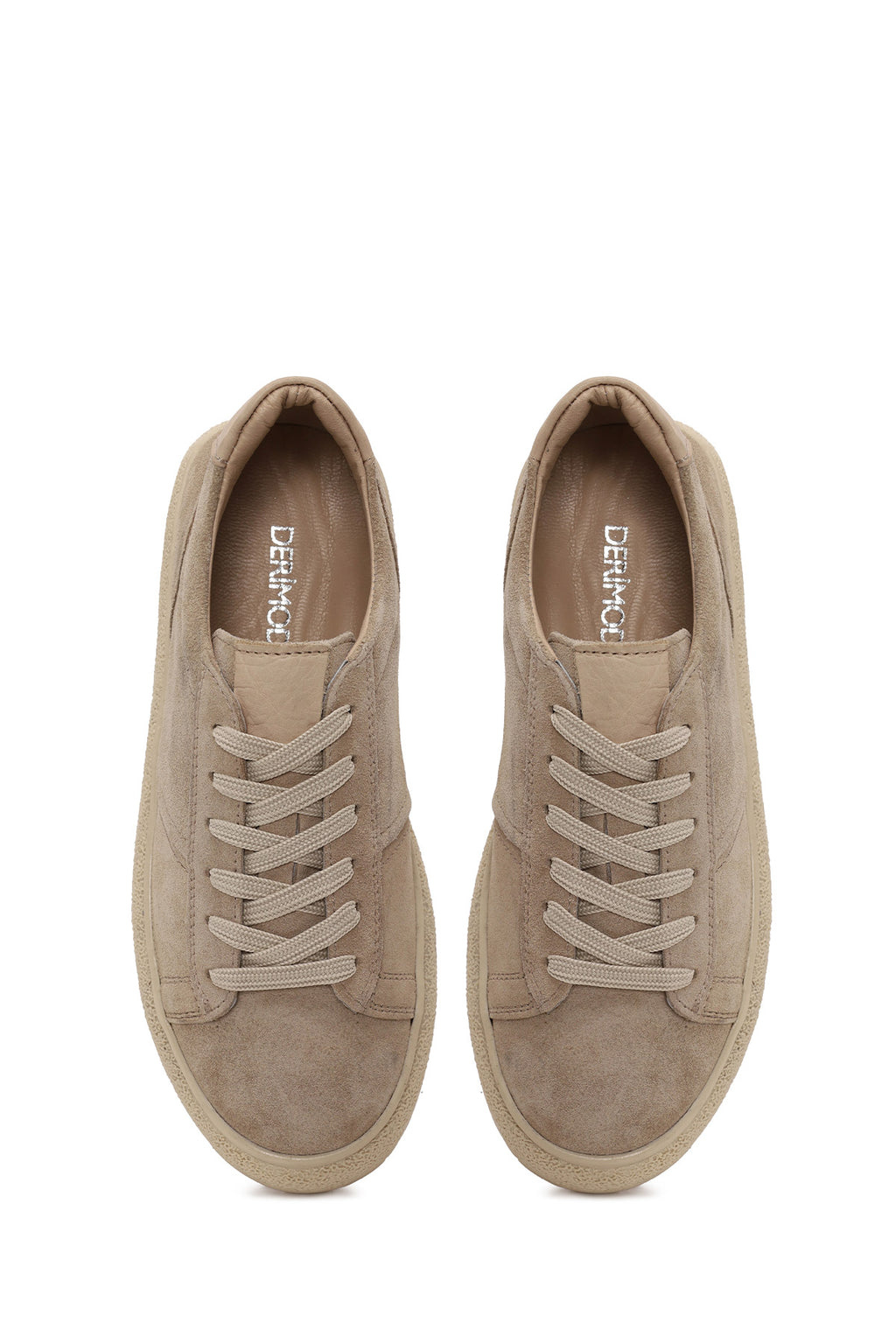 Kadın Bej Bağcıklı Süet Deri Sneaker