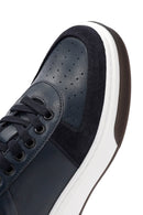 Men's Navy Blue Lace-up Thick-Sole Leather Sneaker | Derimod Men's Navy Blue Lace-up Thick-Sole Leather Sneaker | Derimod