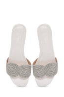 Women's White Stone Slippers | Derimod Women's White Stone Slippers | Derimod