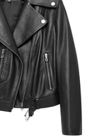 Atlantis Women's Black Double Breasted Leather Jacket | Derimod Atlantis Women's Black Double Breasted Leather Jacket | Derimod
