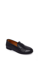 Woman Black Patterned Leather Loafer | Derimod Woman Black Patterned Leather Loafer | Derimod