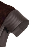 Woman Brown Zip Closure Chunky Heeled Suede Boots | Derimod Woman Brown Zip Closure Chunky Heeled Suede Boots | Derimod