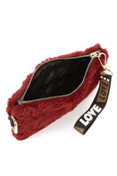 Women's Claret Red Long Strap Plush Clutch Bag | Derimod Women's Claret Red Long Strap Plush Clutch Bag | Derimod