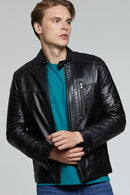 Ford Men's Black Leather Jacket | Derimod Ford Men's Black Leather Jacket | Derimod