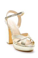 Kadın Metalik Topuklu Ayakkabı | Derimod Kadın Metalik Topuklu Ayakkabı | Derimod