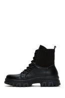 Women's Black Thick Soled Leather Boots | Derimod Women's Black Thick Soled Leather Boots | Derimod