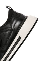 Men's Black Lace-up Thick-Sole Leather Sneaker | Derimod Men's Black Lace-up Thick-Sole Leather Sneaker | Derimod