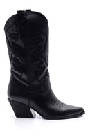 Women's Leather Heeled Cowboy Boots | Derimod Women's Leather Heeled Cowboy Boots | Derimod