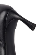 Woman Black Thin High-Heeled Leather Boots | Derimod Woman Black Thin High-Heeled Leather Boots | Derimod