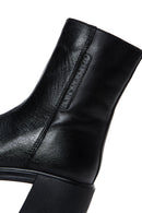 Women's Black Leather Zippered Heeled Boots | Derimod Women's Black Leather Zippered Heeled Boots | Derimod