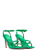 Women's Green Ankle Strap Thin Heel Sandals | Derimod Women's Green Ankle Strap Thin Heel Sandals | Derimod