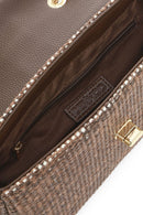 Women's Brown Long Chain Strap Straw Shoulder Bag | Derimod Women's Brown Long Chain Strap Straw Shoulder Bag | Derimod