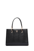 Women's Black Long Strap Printed Shoulder Bag | Derimod Women's Black Long Strap Printed Shoulder Bag | Derimod