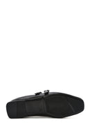 Women's Black Double Buckled Leather Ballerinas | Derimod Women's Black Double Buckled Leather Ballerinas | Derimod