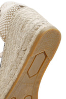 Kadın Siyah Bilekten Bantlı Dolgu Topuklu Deri Espadril | Derimod Kadın Siyah Bilekten Bantlı Dolgu Topuklu Deri Espadril | Derimod