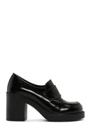 Kadın Siyah Rugan Deri Topuklu Loafer | Derimod Kadın Siyah Rugan Deri Topuklu Loafer | Derimod