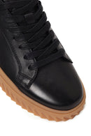 Male Black Lace-up Leather Casual Sneaker | Derimod Male Black Lace-up Leather Casual Sneaker | Derimod