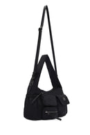 Women Black Long Strap Fabric Shoulder Bag | Derimod Women Black Long Strap Fabric Shoulder Bag | Derimod
