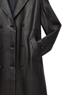 Beyonce Women's Black Leather Coat | Derimod Beyonce Women's Black Leather Coat | Derimod
