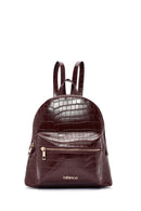 Women's Claret Red Patterned Backpack | Derimod Women's Claret Red Patterned Backpack | Derimod