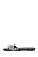 Women's Black Stone Slippers | Derimod Women's Black Stone Slippers | Derimod