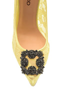 Kadın Taş Detaylı Dantel Deri Stiletto | Derimod Kadın Taş Detaylı Dantel Deri Stiletto | Derimod