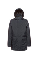 Geox Men's Navy Blue Andalo Long Leather Coat | Derimod Geox Men's Navy Blue Andalo Long Leather Coat | Derimod