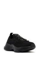 Derimod Zero Women's Black Lace-Up Stone Detailed Fabric Sneakers | Derimod Derimod Zero Women's Black Lace-Up Stone Detailed Fabric Sneakers | Derimod