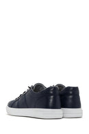 Men's Navy Blue Lace-Up Leather Sneaker | Derimod Men's Navy Blue Lace-Up Leather Sneaker | Derimod