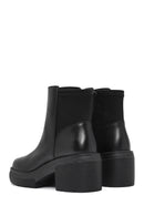 Geox Women's Black Spherica Thick Heel Zippered Leather Boots | Derimod Geox Women's Black Spherica Thick Heel Zippered Leather Boots | Derimod