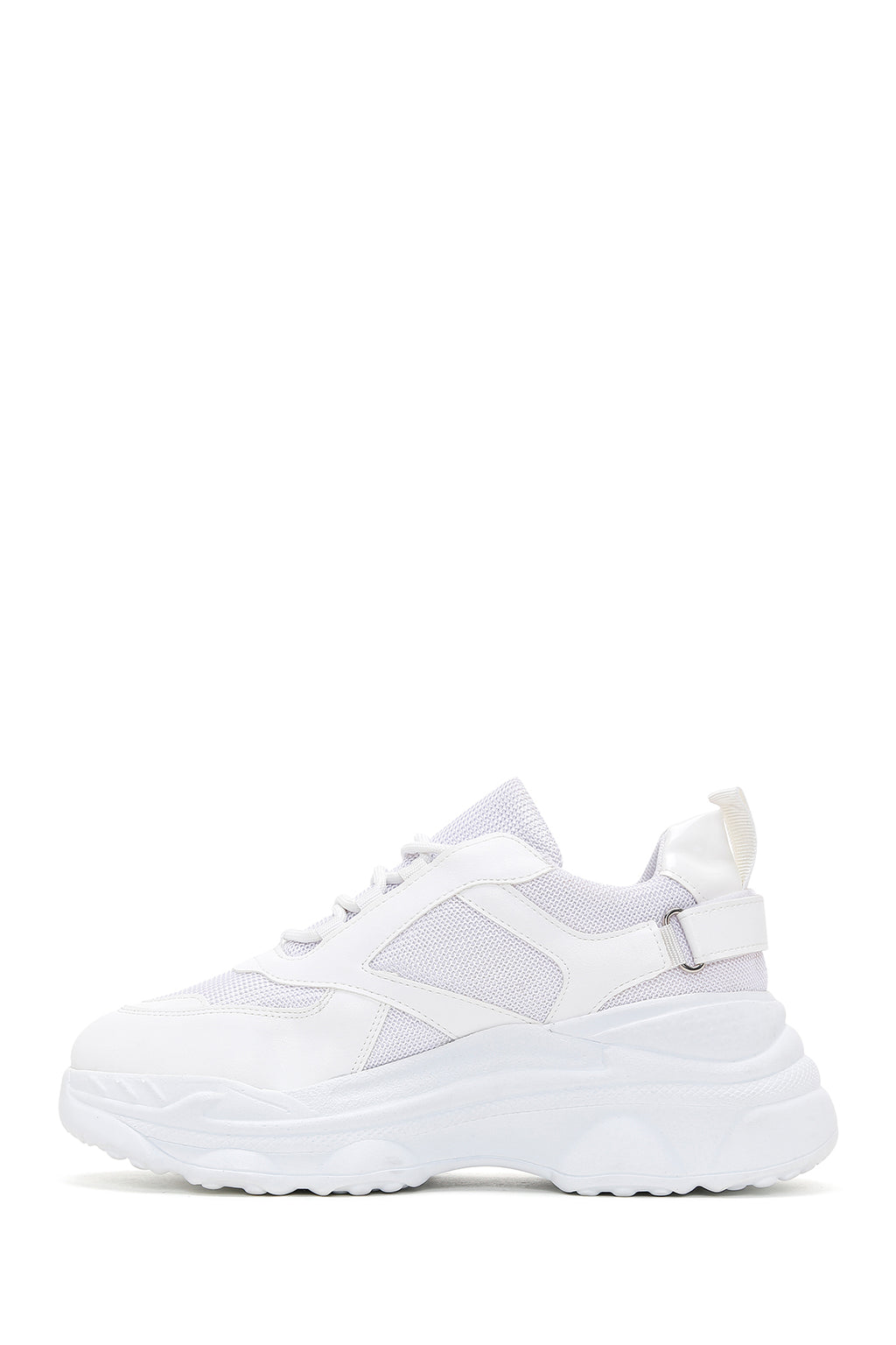 Kadın Beyaz Bağcıklı Kalın Tabanlı Sneaker