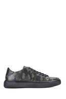 Camouflage Pattern Men's Leather Sneaker | Derimod Camouflage Pattern Men's Leather Sneaker | Derimod