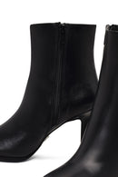 Women's Black Zippered High Thin Heel Leather Boot | Derimod Women's Black Zippered High Thin Heel Leather Boot | Derimod
