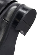 Woman Black Zippered Leather Boot | Derimod Woman Black Zippered Leather Boot | Derimod