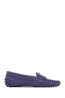Women's Navy Blue Suede Leather Loafer | Derimod Women's Navy Blue Suede Leather Loafer | Derimod