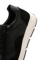 Erkek Siyah Deri Süet Detaylı Sneaker | Derimod Erkek Siyah Deri Süet Detaylı Sneaker | Derimod