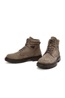 Men's Mink Lace-Up Nubuck Leather Casual Boots | Derimod Men's Mink Lace-Up Nubuck Leather Casual Boots | Derimod