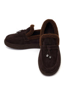 Kadın Kahverengi Tokalı Kalın Tabanlı Süet Deri Teddy Loafer | Derimod Kadın Kahverengi Tokalı Kalın Tabanlı Süet Deri Teddy Loafer | Derimod