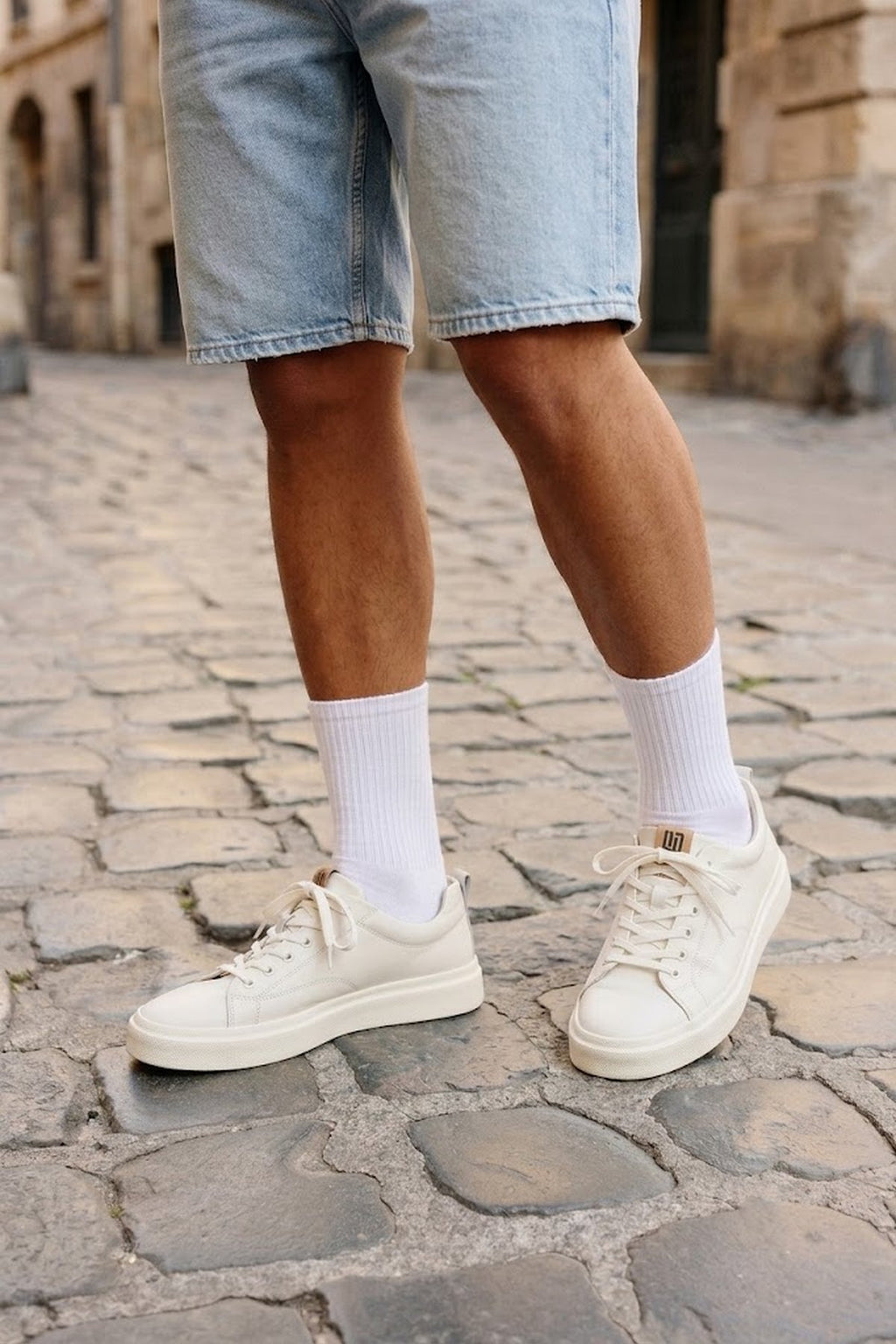 Erkek Beyaz Bağcıklı Deri Sneaker