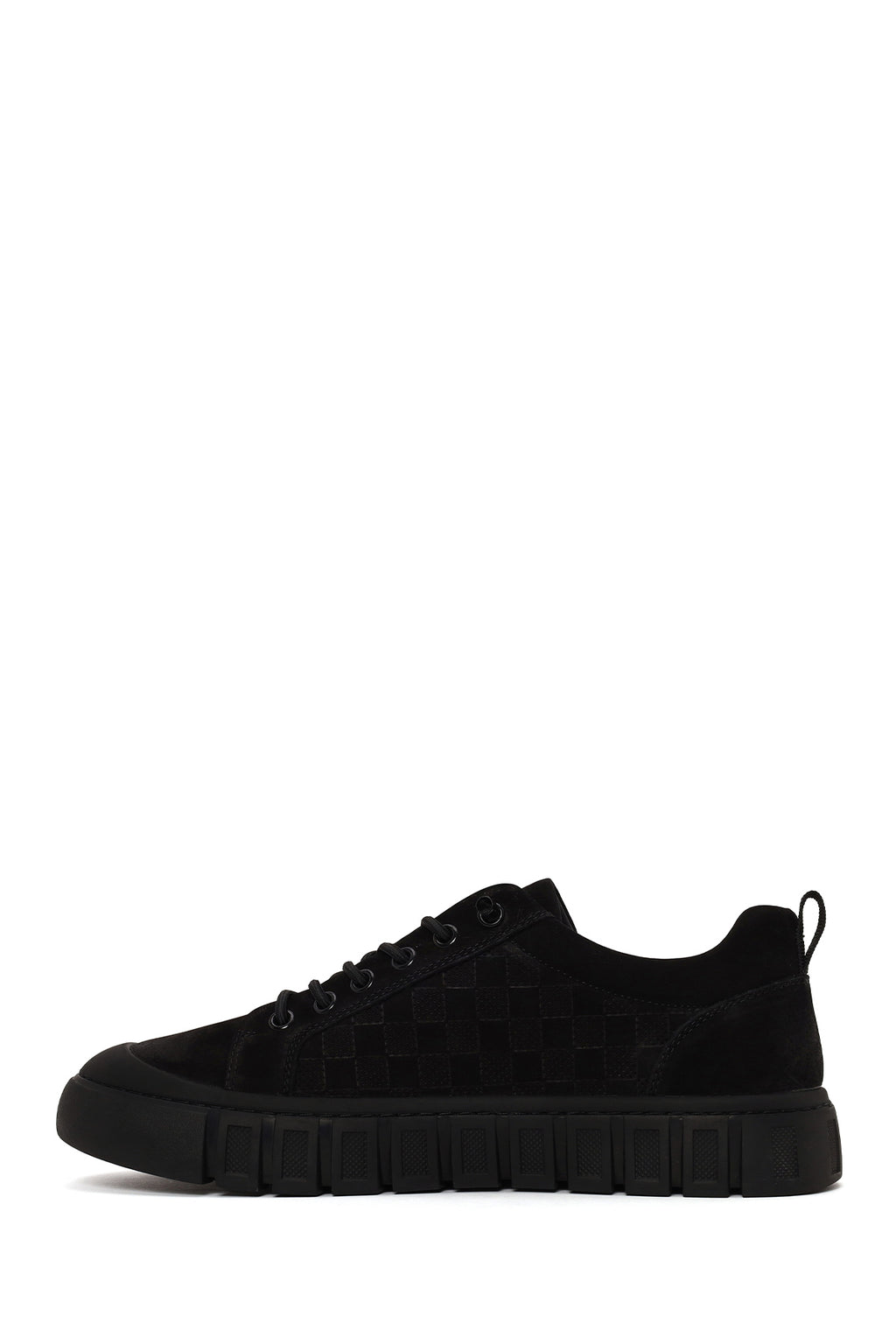 Erkek Siyah Bağcıklı Kalın Tabanlı Nubuk Deri Sneaker