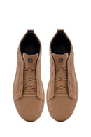 Male Mink Lace-Up Nubuck Leather Sneaker | Derimod Male Mink Lace-Up Nubuck Leather Sneaker | Derimod